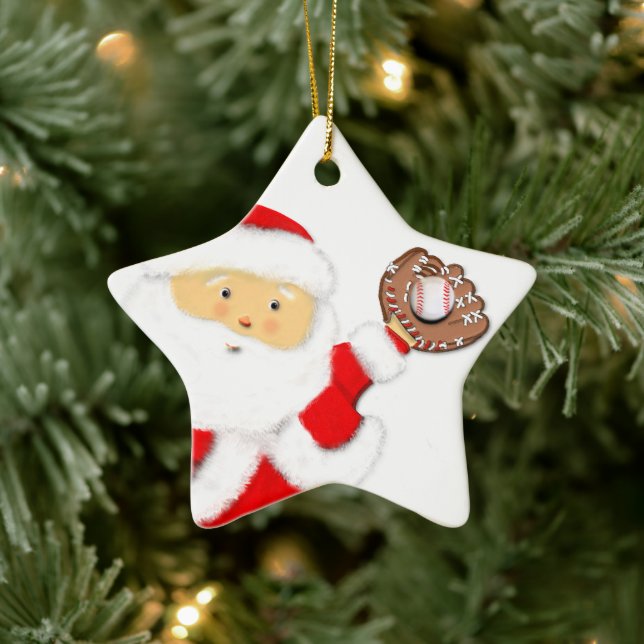 Baseball Christmas Santa Ceramic Tree Decoration (Tree)