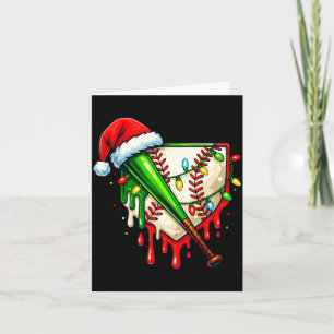 Baseball Christmas Santa Hat Dripng Ice Cream Xmas Card