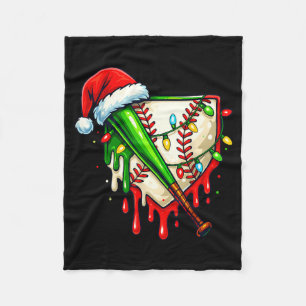 Baseball Christmas Santa Hat Dripng Ice Cream Xmas Fleece Blanket