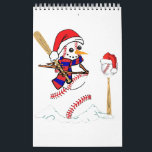 Baseball Christmas Snowman Playing Baseball  Calendar<br><div class="desc">"Combine the love for baseball and the holiday season with our 'Baseball Christmas Snowman Playing Baseball' design. Celebrate Christmas with a sporty twist."</div>
