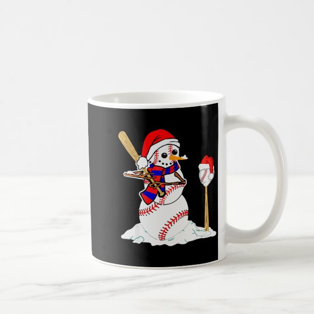 Baseball Christmas Snowman Playing Baseball  Coffee Mug (Right)