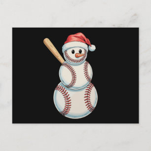 Baseball Christmas Snowman Playing Sports Holiday Postcard