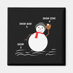 Baseball Christmas Snowman Snow Cone Catch Design  Magnet