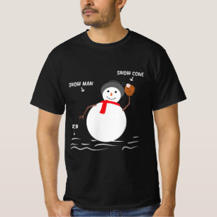 Baseball Christmas Snowman Snow Cone Catch Design T-Shirt