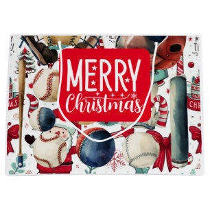 Baseball Christmas theme for Player  Large Gift Bag