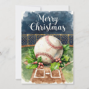 Baseball Christmas themed at stadium  Holiday Card
