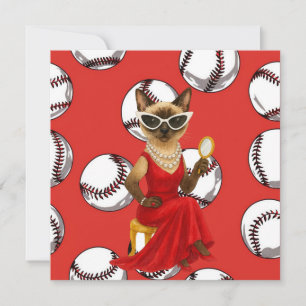 Baseball Christmas themed for Cat Lovers Holiday Card