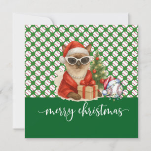 Baseball Christmas themed for Cat Lovers Holiday Card