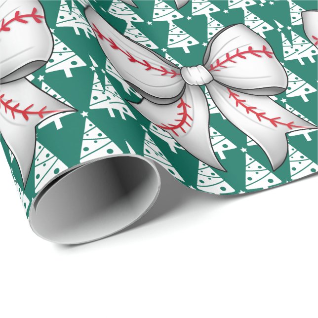 Baseball Christmas themed for Player  Wrapping Paper (Roll Corner)