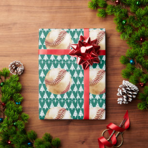 Baseball Christmas themed for Player Wrapping Paper