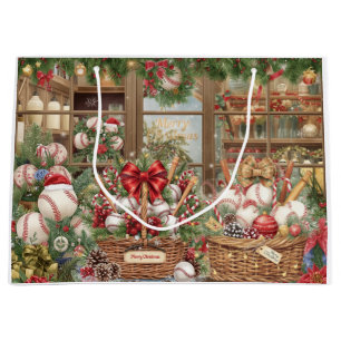 Baseball Christmas themed in Bakery Large Gift Bag