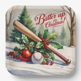 Baseball Christmas themed  Paper Plate