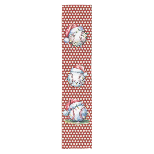 Baseball Christmas themed  Short Table Runner (Front)