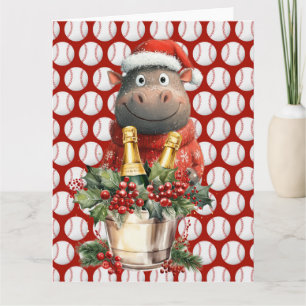 Baseball Christmas themed with Hippo  Card