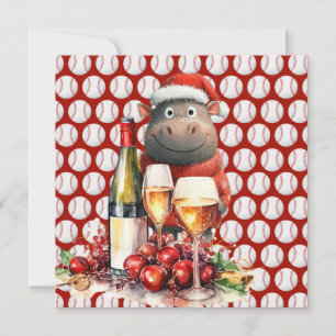 Baseball Christmas themed with Hippo Holiday Card