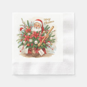 Baseball Christmas themed with Santa. Claus Napkin