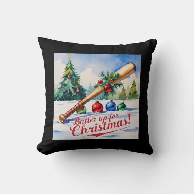 Baseball Christmas Throw Pillow  (Front)