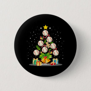 baseball christmas tree 6 cm round badge