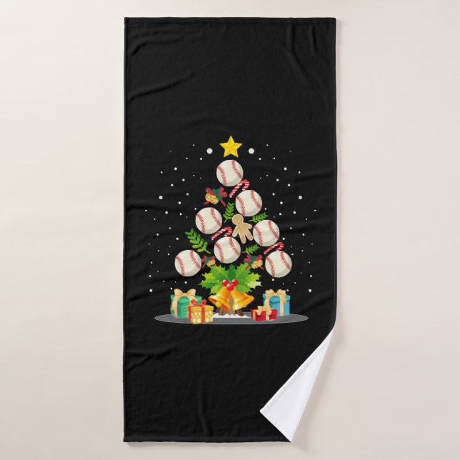 baseball christmas tree bath towel (Bath Towel)