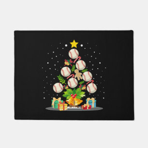 baseball christmas tree doormat