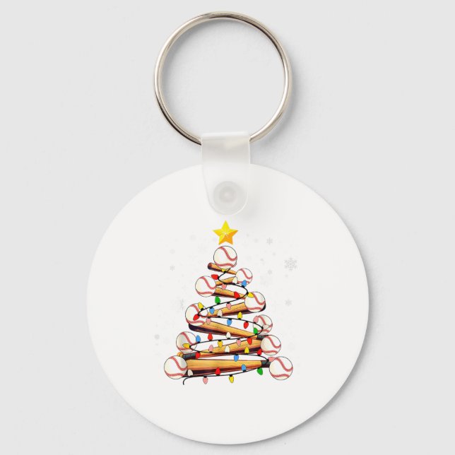 Baseball Christmas Tree Light Xmas Baseball Boys K Key Ring (Front)