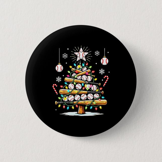Baseball Christmas Tree Lights  6 Cm Round Badge (Front)