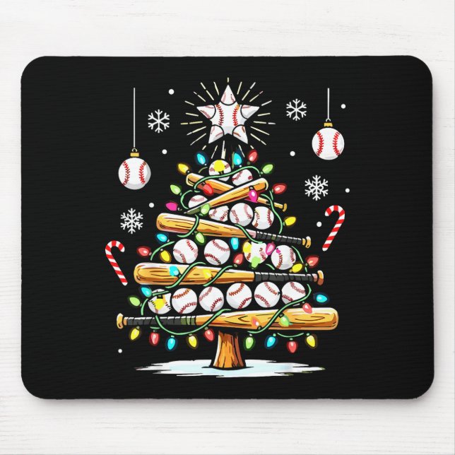 Baseball Christmas Tree Lights  Mouse Pad (Front)