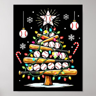 Baseball Christmas Tree Lights Poster