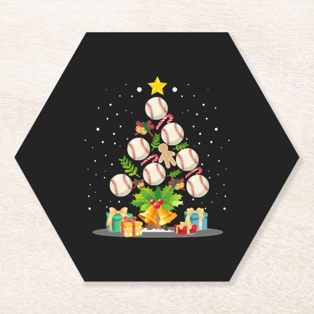 baseball christmas tree paper coaster (Front)