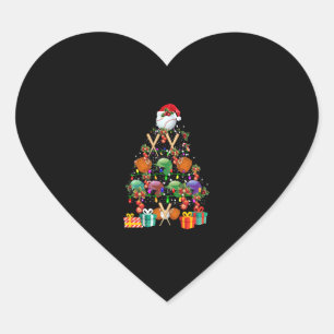 Baseball Christmas Tree Santa Hat Sport Lover Gift Heart Sticker