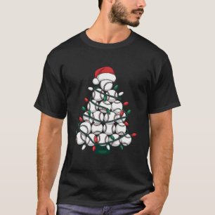 Baseball Christmas Tree Santa Sports T-Shirt