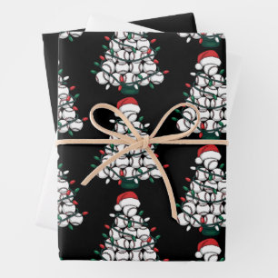 Baseball Christmas Tree Santa Sports Wrapping Paper Sheet