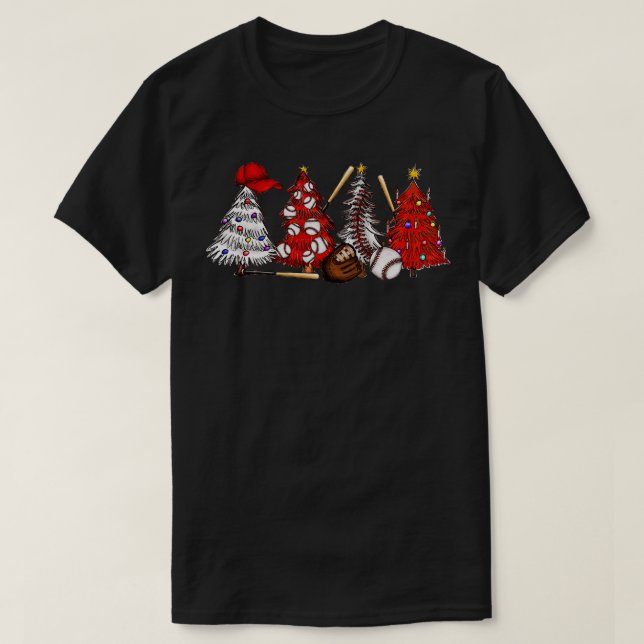 Baseball Christmas Trees  T-Shirt (Design Front)