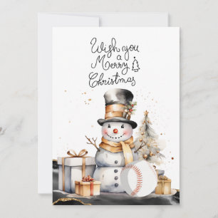 Baseball Christmas with gifts and ball Holiday Card
