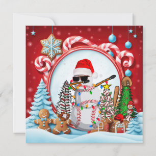 Baseball Christmas with gifts and ball Holiday Card