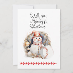 Baseball Christmas with gifts and ball Holiday Card