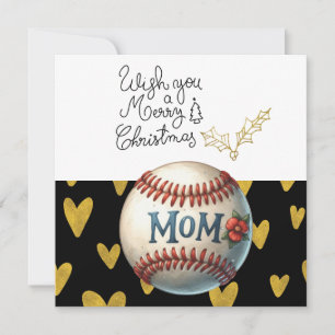Baseball Christmas with gifts and ball   Holiday Card