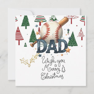 Baseball Christmas with gifts and ball   Holiday Card
