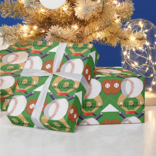 Baseball Christmas Wrapping Paper