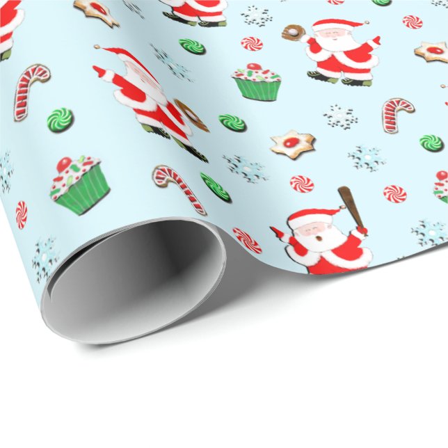 baseball Christmas Wrapping Paper (Roll Corner)