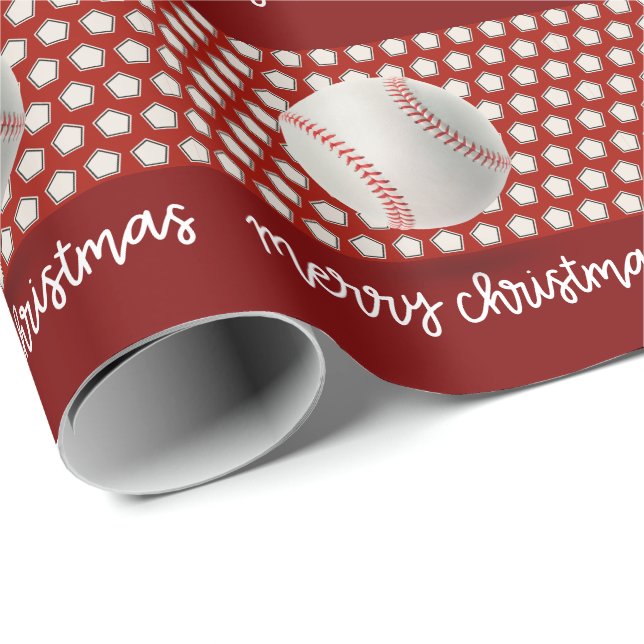 Baseball Christmas  Wrapping Paper (Roll Corner)