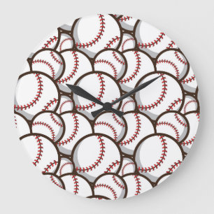 Baseball: Classic Seamless Pattern Large Clock