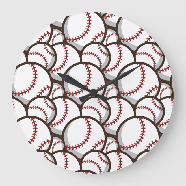 Baseball: Classic Seamless Pattern Large Clock (Front)