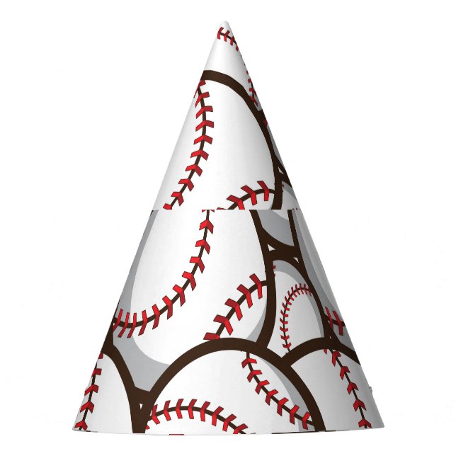 Baseball: Classic Seamless Pattern Party Hat (Front)