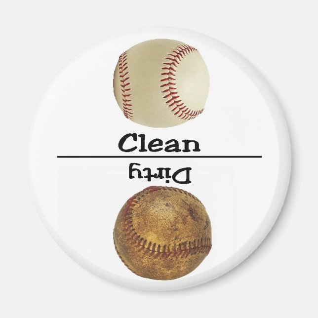 Baseball Clean Dirty Dishwasher Magnet (Front)
