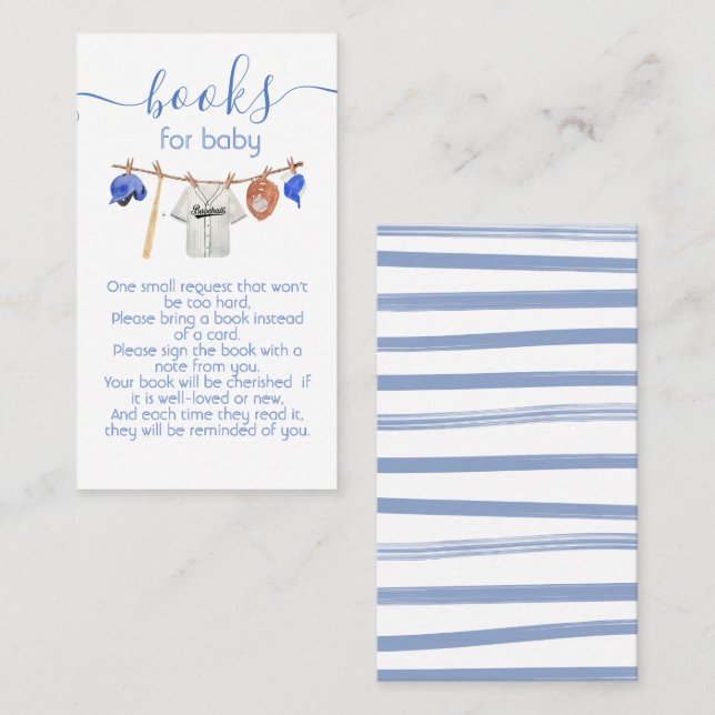 Baseball Clothesline Baby Shower Books for baby Business Card (Front/Back)