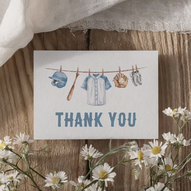 Baseball Clothesline Baby Shower Thank You Card (Creator Uploaded)