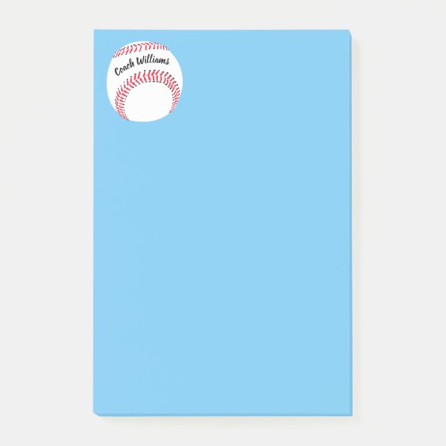 Baseball Coach Add Name 4x6 Post-it Notes (Front)
