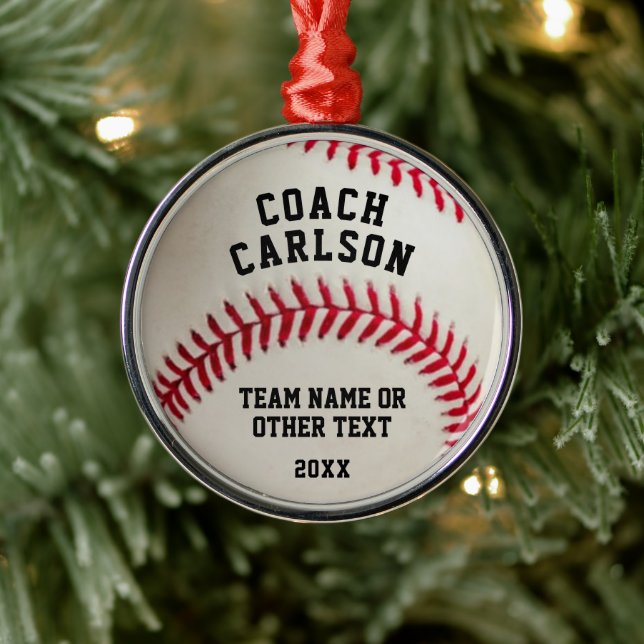 Baseball Coach Ball Stitching Personalised Metal Tree Decoration (Tree)