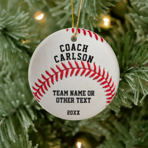 Baseball Coach Ball Stitching Photo Personalised Ceramic Tree Decoration